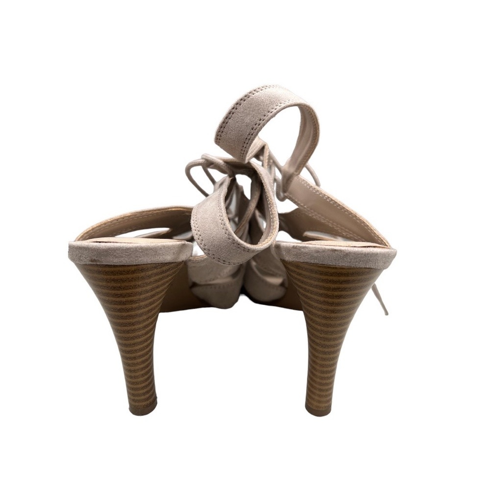 Simply Vera Vera Wang | Cream/Tan Open Toe Suede Strappy Lace up Heels Sz 7.5 - Picture 4 of 9